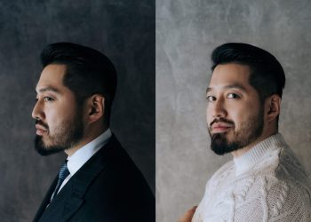 Хажуу талын хоёр хөрөг дээр сахал сахалтай эрийг харуулсан. Зүүн талд тэрээр костюм өмсөж, бизнес хувцасаа харуулсан бараан дэвсгэр дээр зүүн тийшээ хардаг. Баруун талд тэрээр цагаан өнгийн сүлжмэл цамц өмсөж, урагш ширтэж, цайвар саарал дэвсгэр дээр энтрепренерийн энгийн талыг бэлэгддэг. - Business.MN